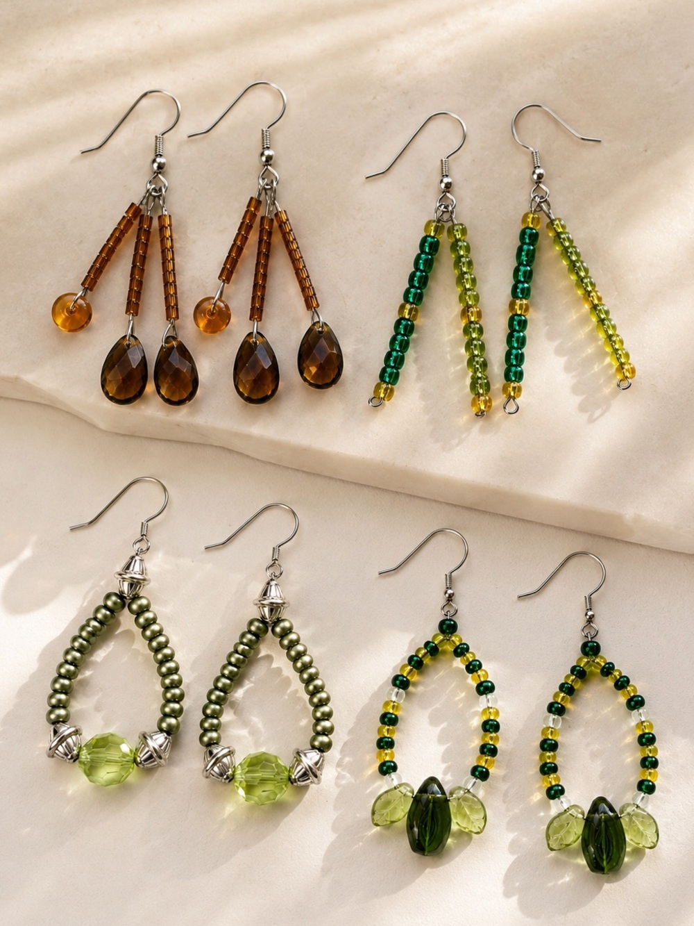 Handmade Beaded Dangle Earrings Set Women Boho Jewelry Bundle Mixed Lot